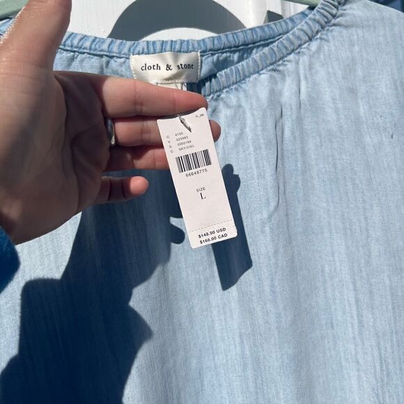 Anthropologie Cloth and Stone Tiered Tencel Chambray Dress NWT - Picture 6 of 12